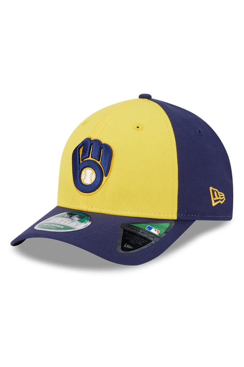 Men's New Era  Gold/Navy Milwaukee Brewers Player Replica 9FORTY Adjustable Hat, Main, color, Gold