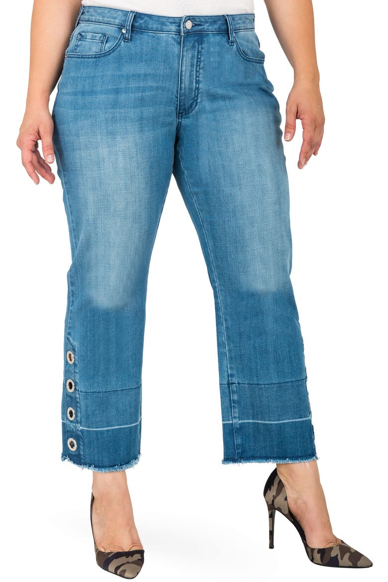 Meryl Grommet Detail Wide Leg Jeans, Main, color, BLUE