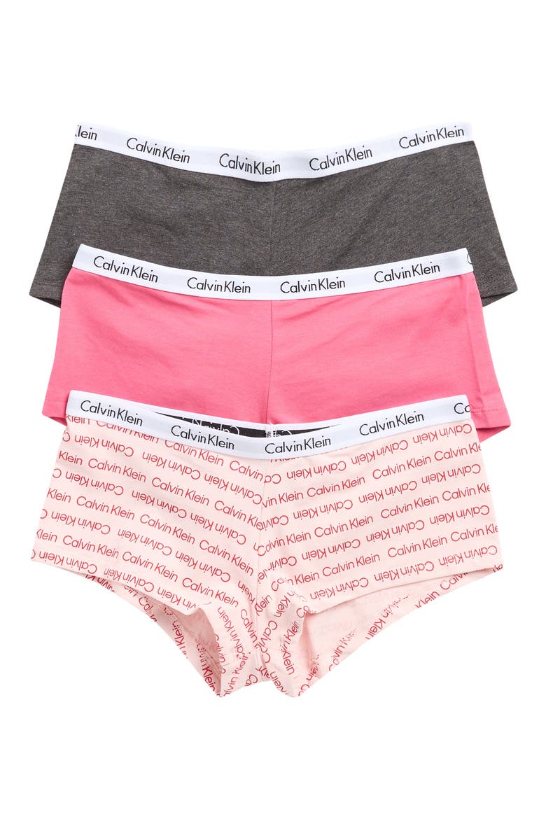Assorted 3-Pack Boyshorts, Main, color, GREY/PINK/PINK HEARTS