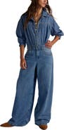 Free People Carpe Diem Long Sleeve Denim Jumpsuit