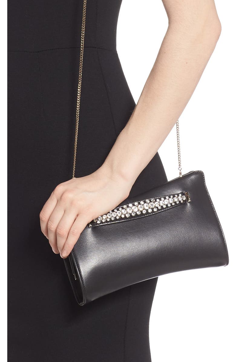 Jimmy Choo Nappa Leather Clutch with Crystal Bracelet, Alternate, color,