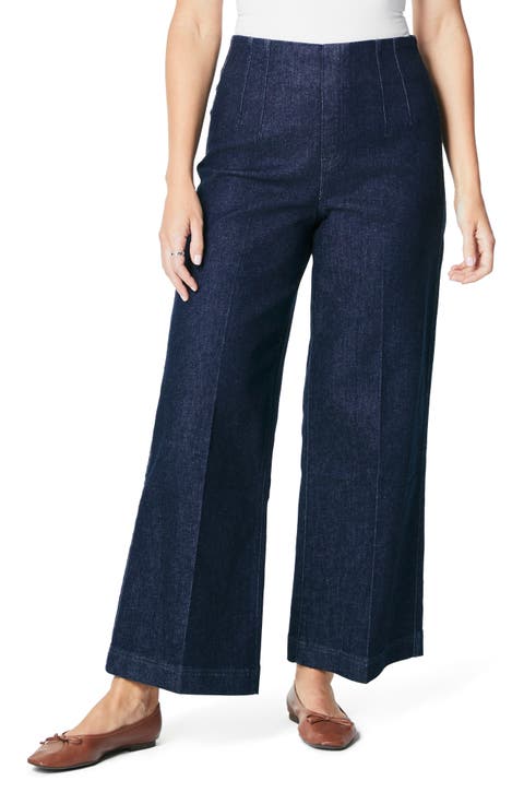 Zero Waistband Crop Wide Leg Jeans