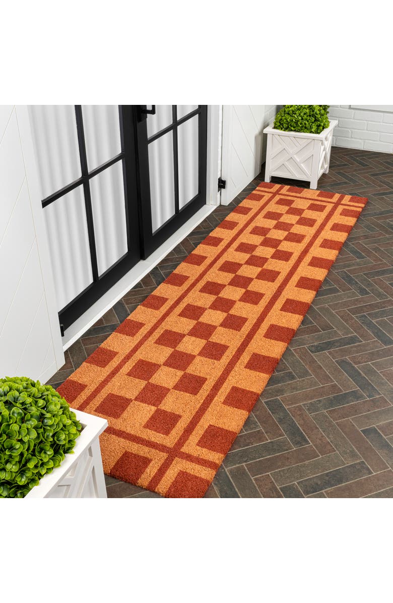 JONATHAN Y Peater Classic Casual Commerical Natural Coir Mat Indoor/Outdoor, Alternate, color, Natural Red