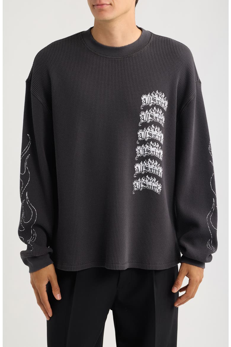 Incendo Graphic Organic Cotton Long Sleeve T-Shirt, Main, color, WASHED BLACK