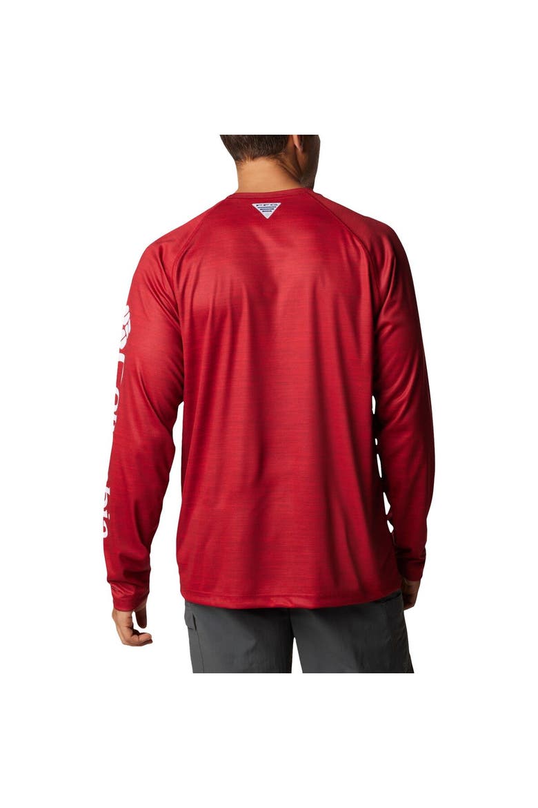 Men's Columbia  Crimson Oklahoma Sooners PFG Terminal Tackle Omni-Shade Raglan Long Sleeve T-Shirt, Alternate, color, Crimson