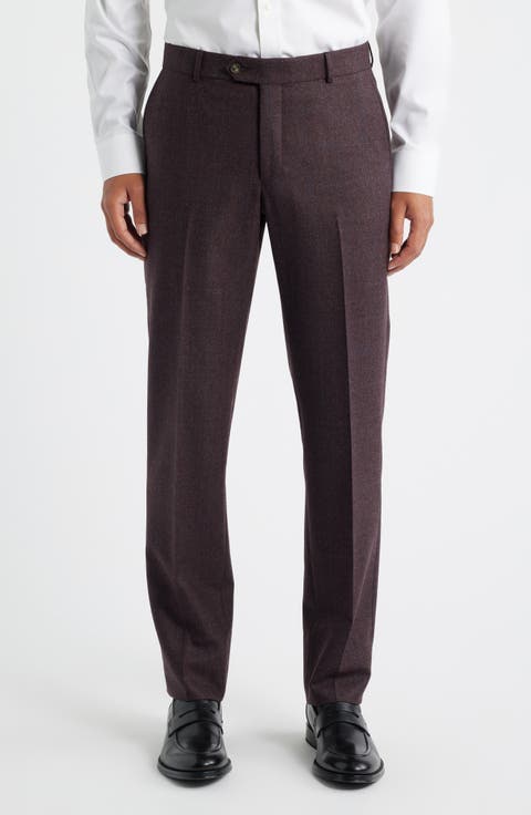 Tick Weave Windowpane Check Virgin Wool Dress Pants