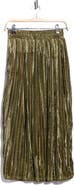 Forgotten Grace Pleated Lamé Midi Skirt