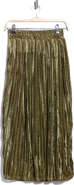 Forgotten Grace Pleated Lamé Midi Skirt