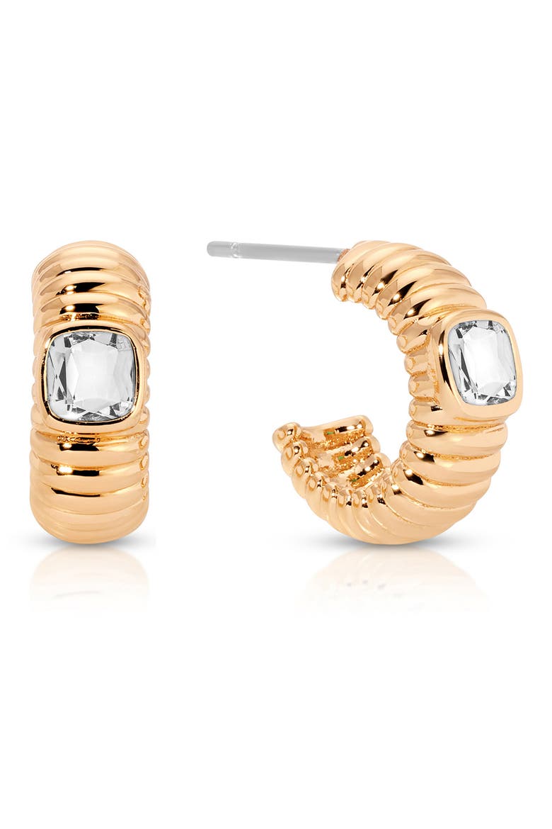 Contemporary Textured Small Hoop Earrings, Main, color, GOLD