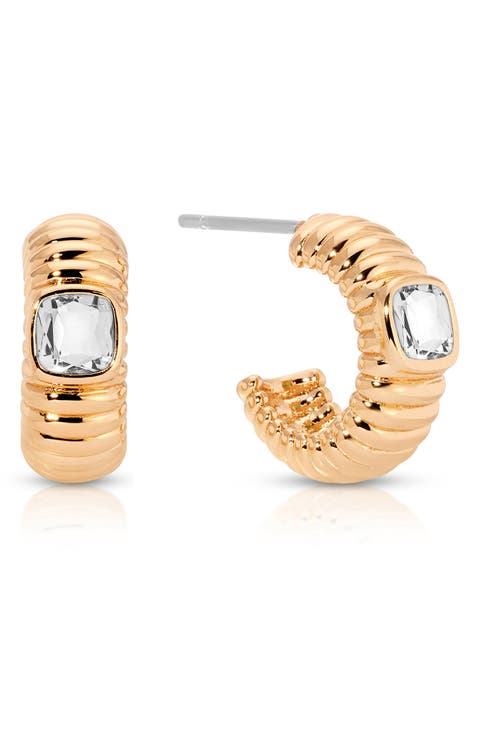 Contemporary Textured Small Hoop Earrings