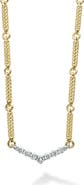 LAGOS Superfine Signature Caviar Diamond V Link Necklace