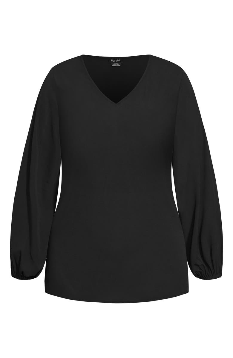 City Chic Pippa Blouson Sleeve V-Neck Top, Alternate, color,