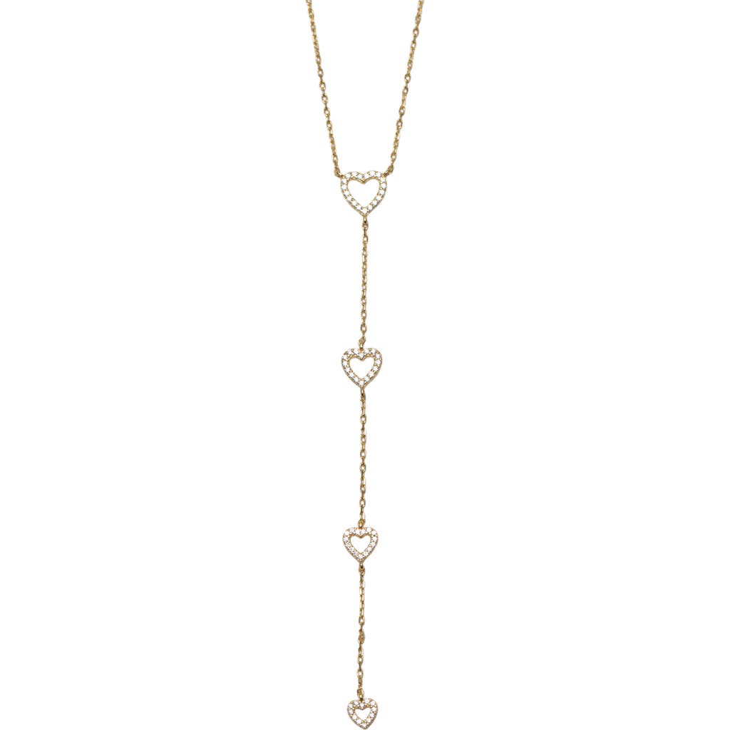 Argento Vivo Cubic Zirconia Pavé Heart Charms Y-necklace