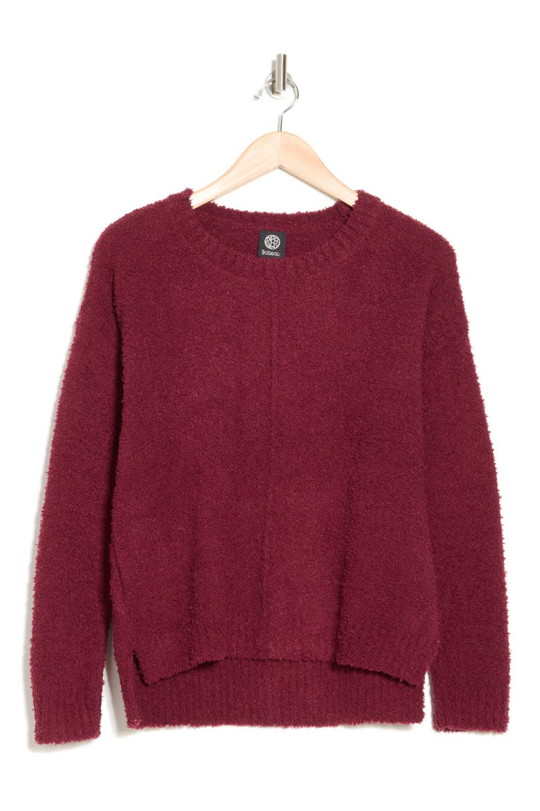 Silky Plush Step Hem Sweater, Alternate, color, RED WINE