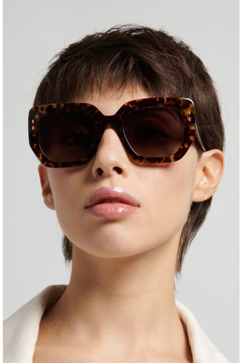 53mm Gradient Rectangular Sunglasses, Alternate, color, HAVANA/ BROWN SF