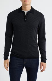 Robert Barakett Borja Cotton & Cashmere Long Sleeve Polo