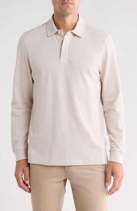 Honeycomb Knit Long Sleeve Polo