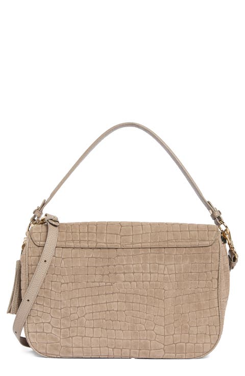 Jolene Croc Embossed Leather Shoulder Bag