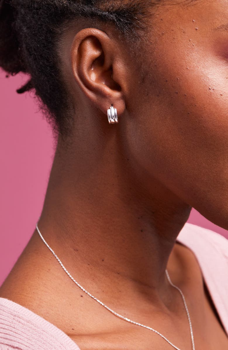 Estella Bartlett Chunky Textured Hoop Earrings, Alternate, color, Silver