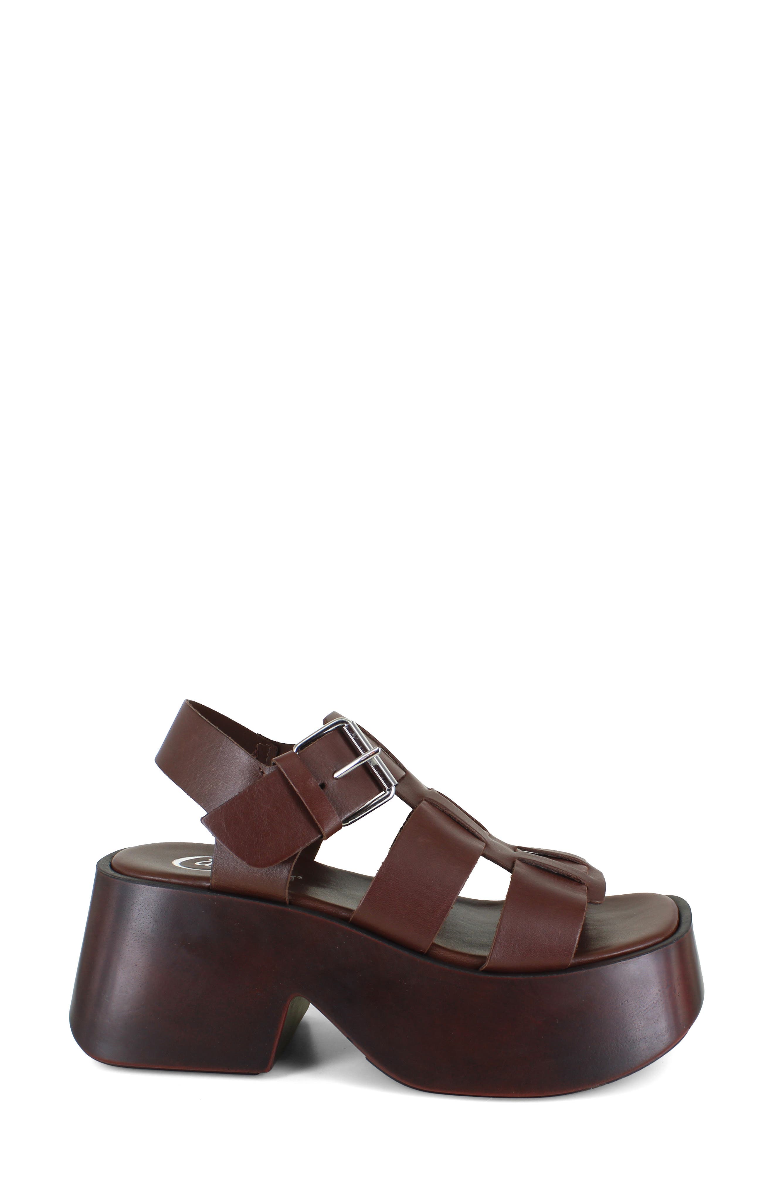 Candie's Laura Platform Sandal, Alternate, color, Brown Leather