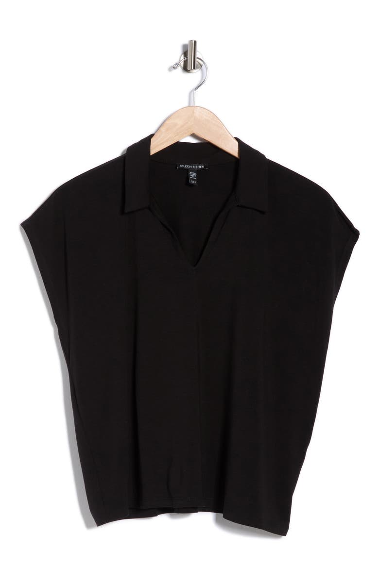 Boxy Cap Sleeve Jersey Top, Alternate, color, BLACK