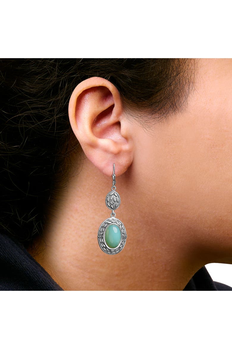 Silver Chalcedony Diamond Accent Drop and Dangle Earring, Alternate, color, White