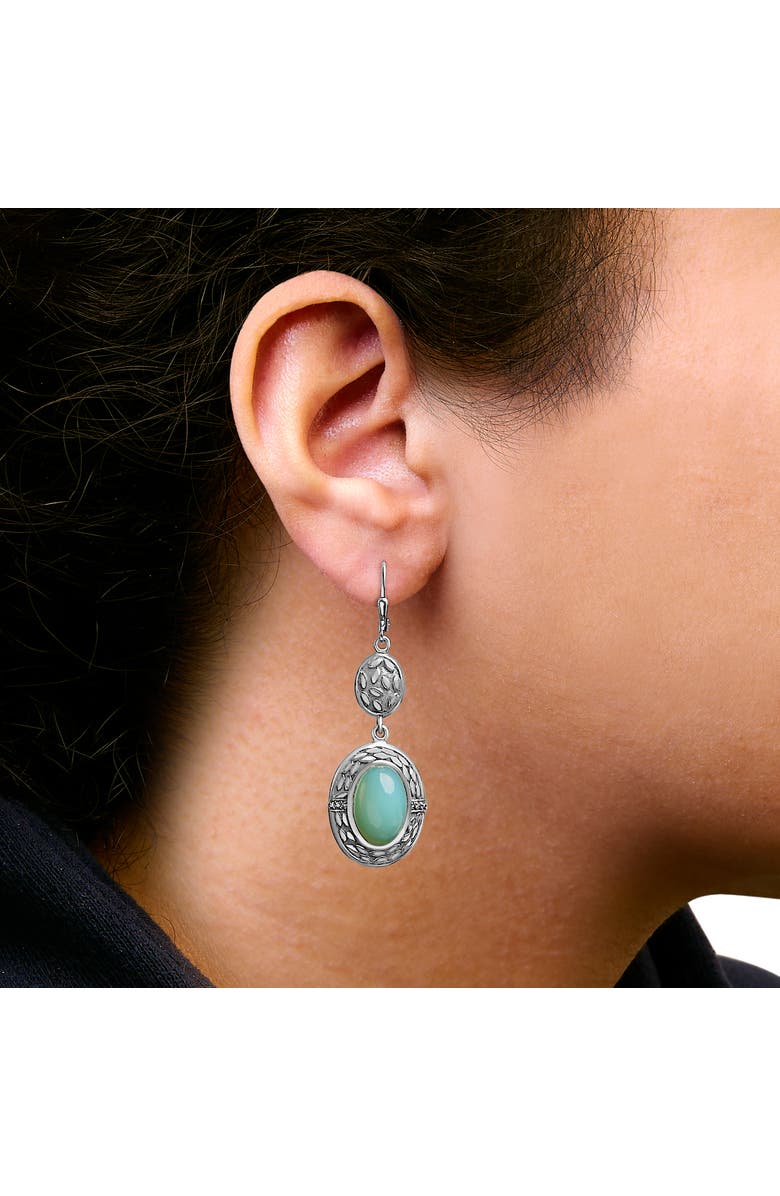 Haus of Brilliance Silver Chalcedony Diamond Accent Drop and Dangle Earring, Alternate, color, White