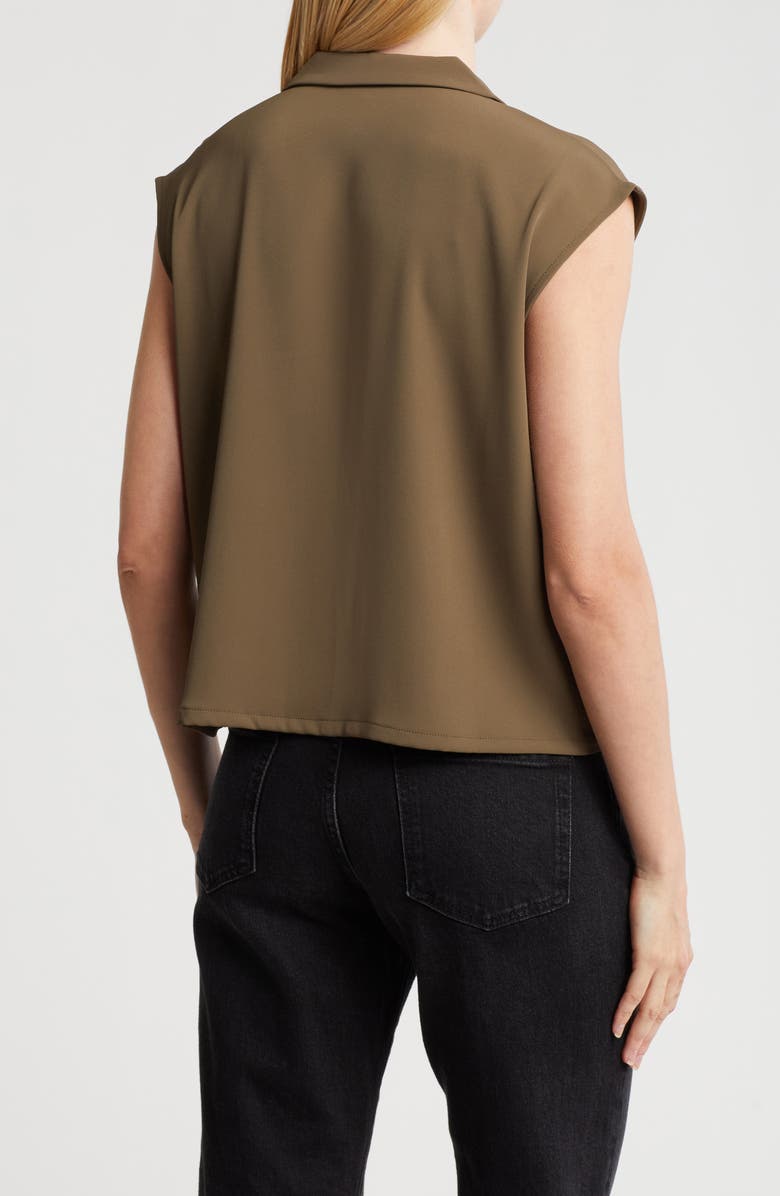 MELLODAY Drawstring Hem Sleeveless Button-Up Shirt, Alternate, color, Olive