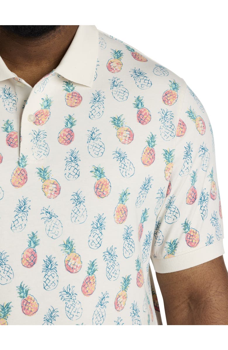 Harbor Bay by DXL Big & Tall Multicolor Pineapple Print Polo Shirt, Alternate, color, 
