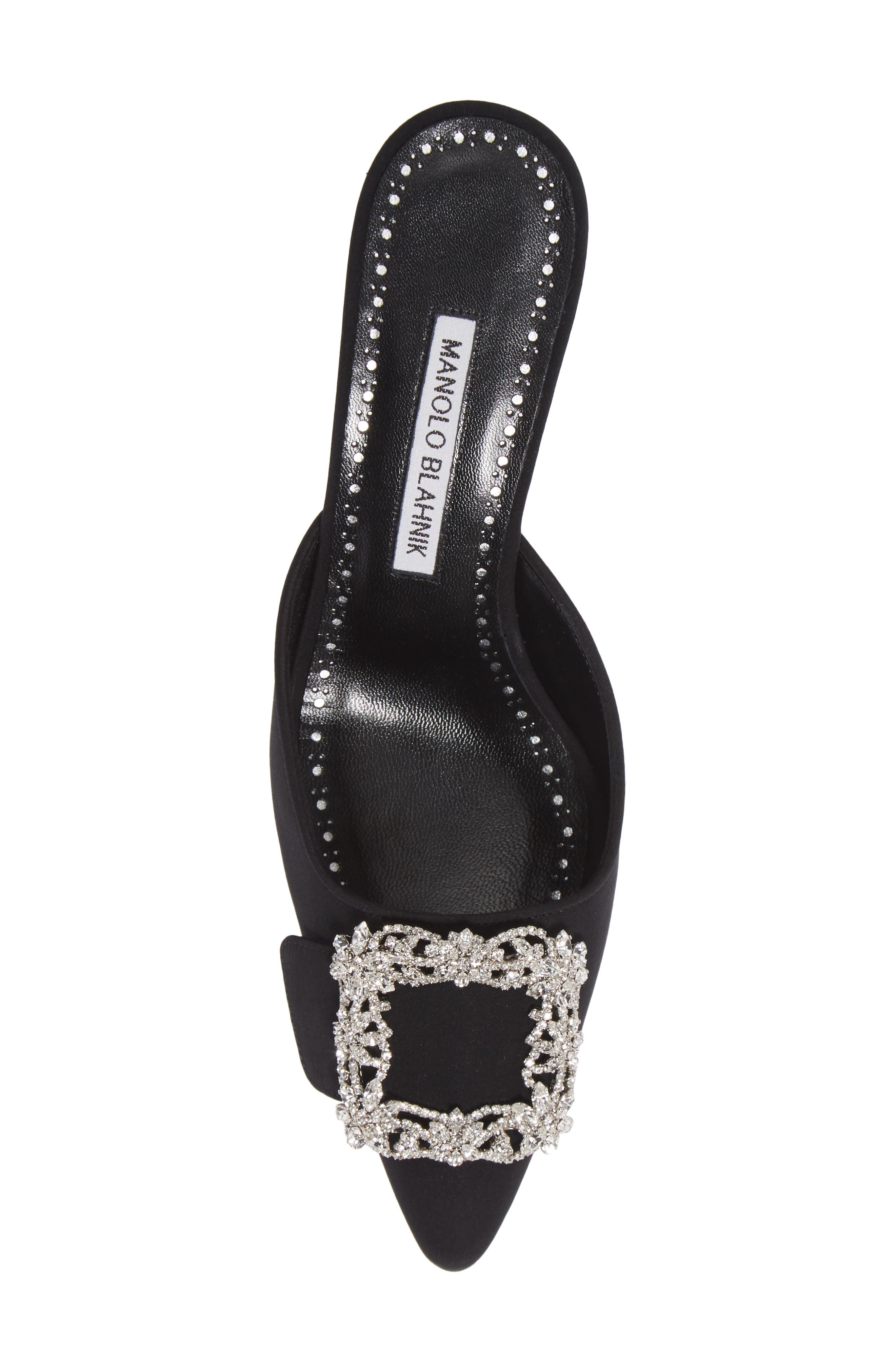 Manolo Blahnik Maysale Crystal Buckle Pointed Toe Mule, Alternate, color, 