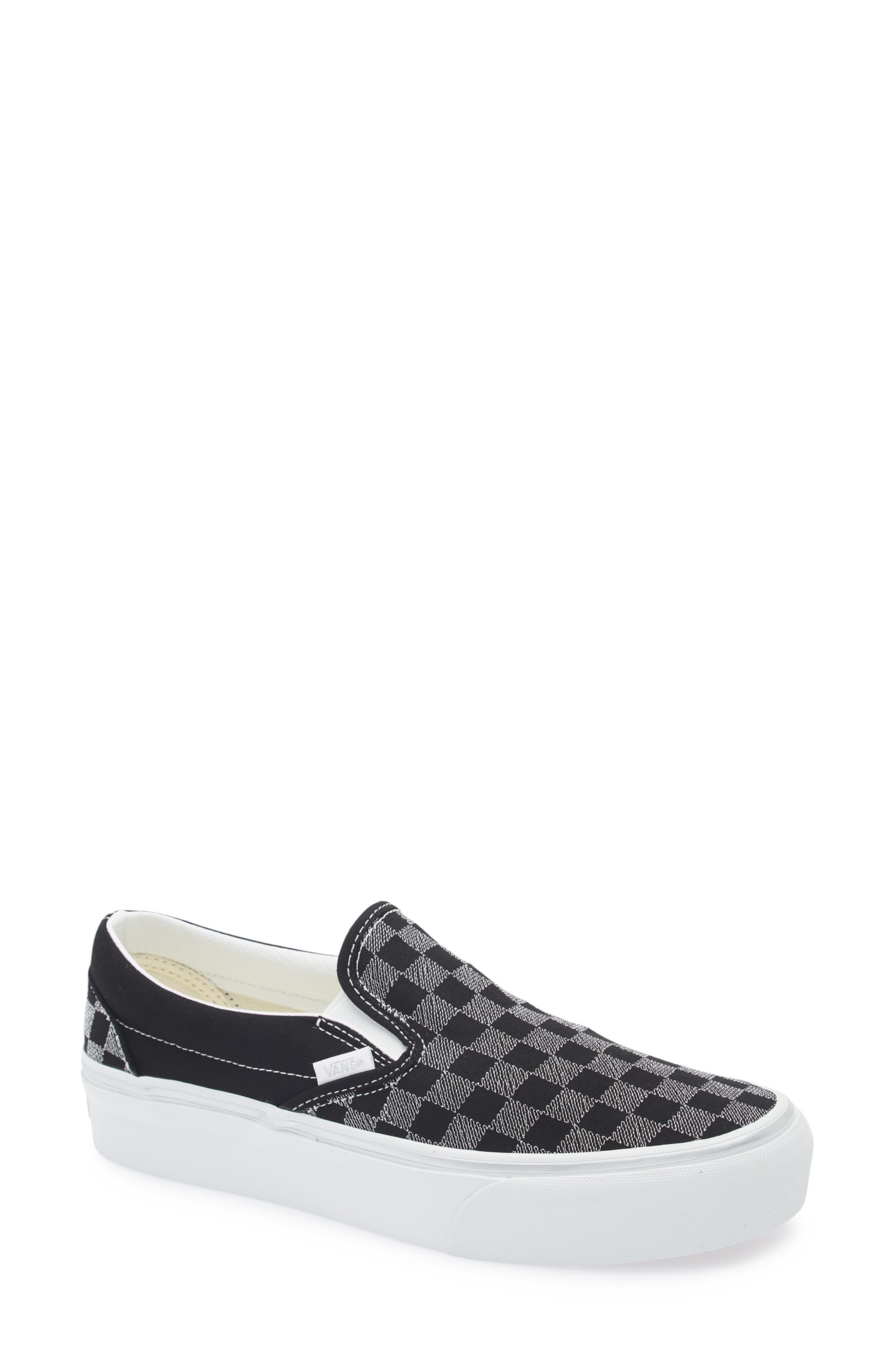 Vans Classic Slip-On Platform Sneaker, Main, color, Metallic Checkrbrd Black