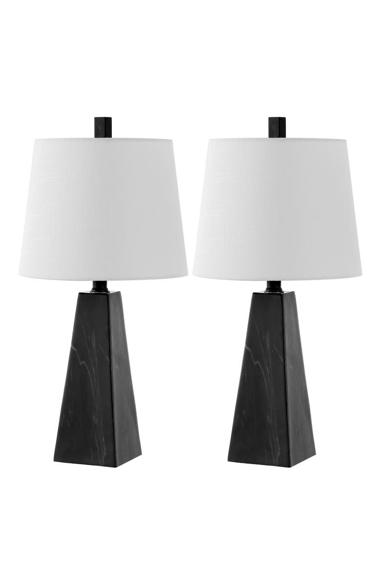 JONATHAN Y Owen Contemporary Resin LED Table Lamp, Alternate, color, Black Marble Finish- Set Of 2