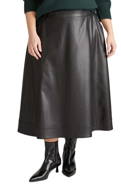 Charlotte Faux Leather Midi Skirt
