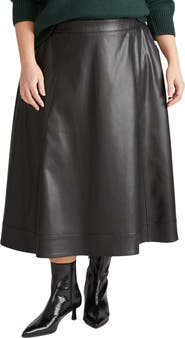 Universal Standard Charlotte Faux Leather Midi Skirt