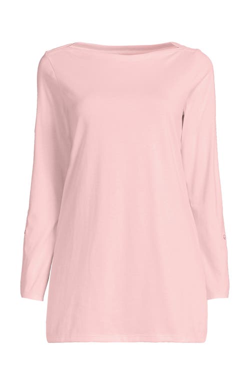 Lands' End Supima Cotton Adjustable 3/4 Sleeve Boatneck Tunic In Pink