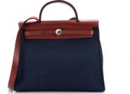 Pre-Owned Hermes Herbag Zip Leather and Toile 31