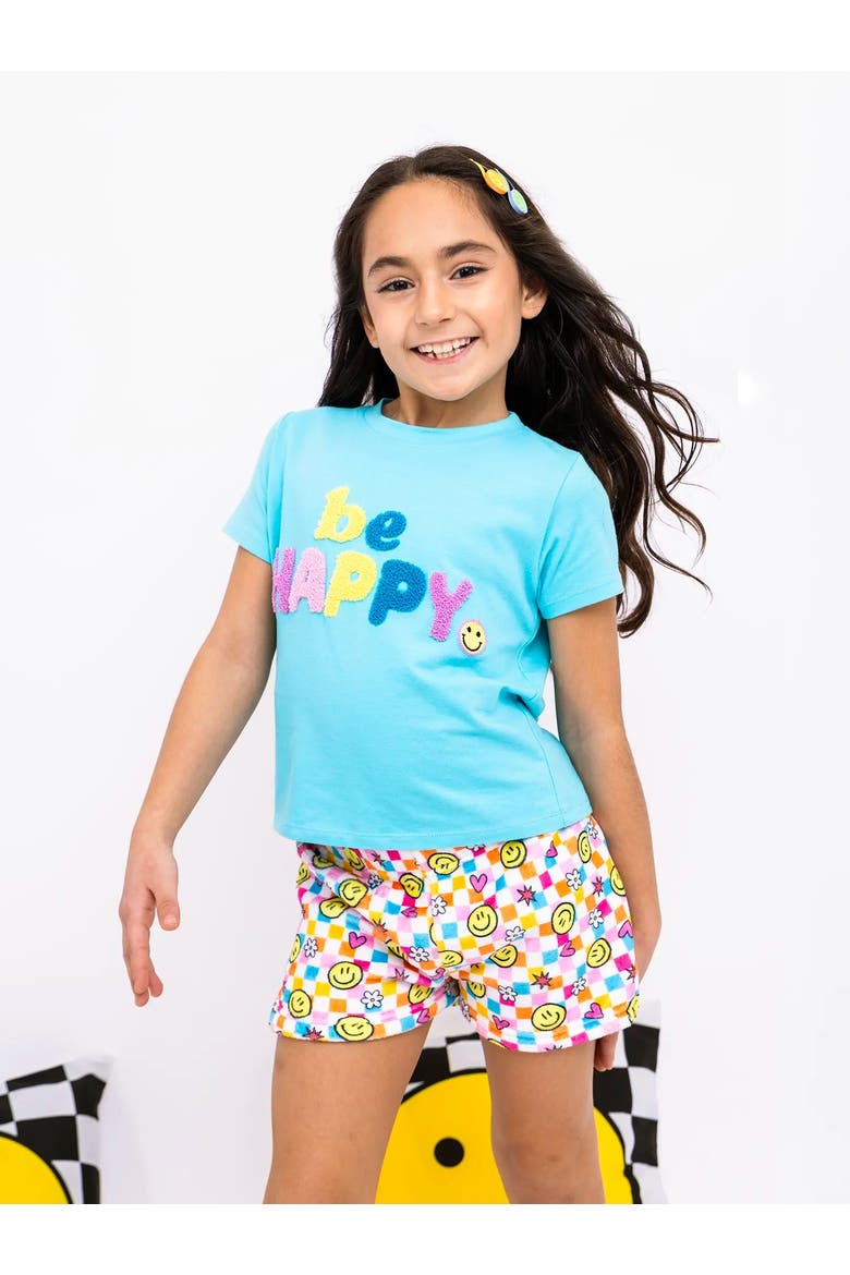 Plush Retro Smiley loungewear Shorts, Main, color, Multicolor