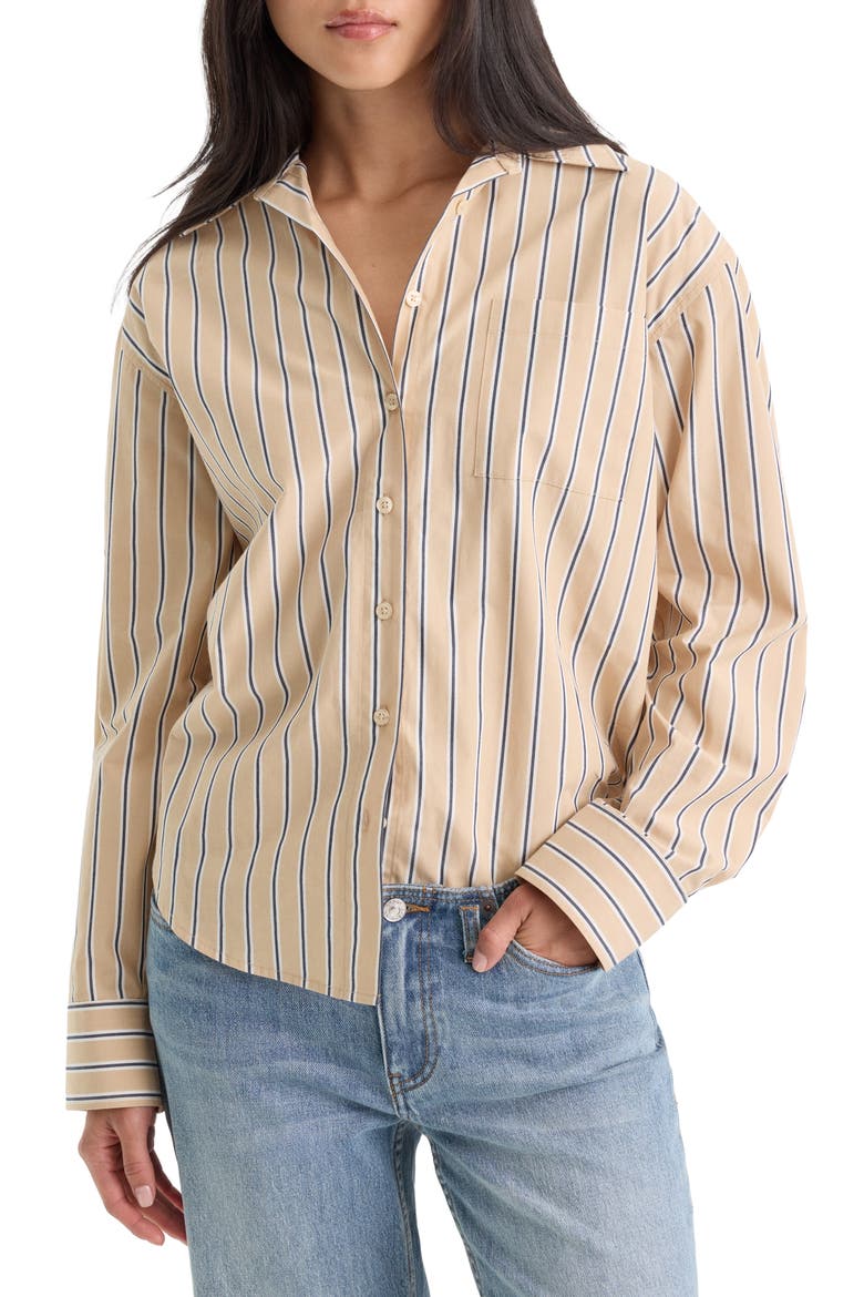Poplin Easy Striped Cotton Shirt, Main, color, DUNE MULTI STRIPE