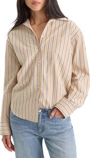 Good American Poplin Easy Striped Cotton Shirt