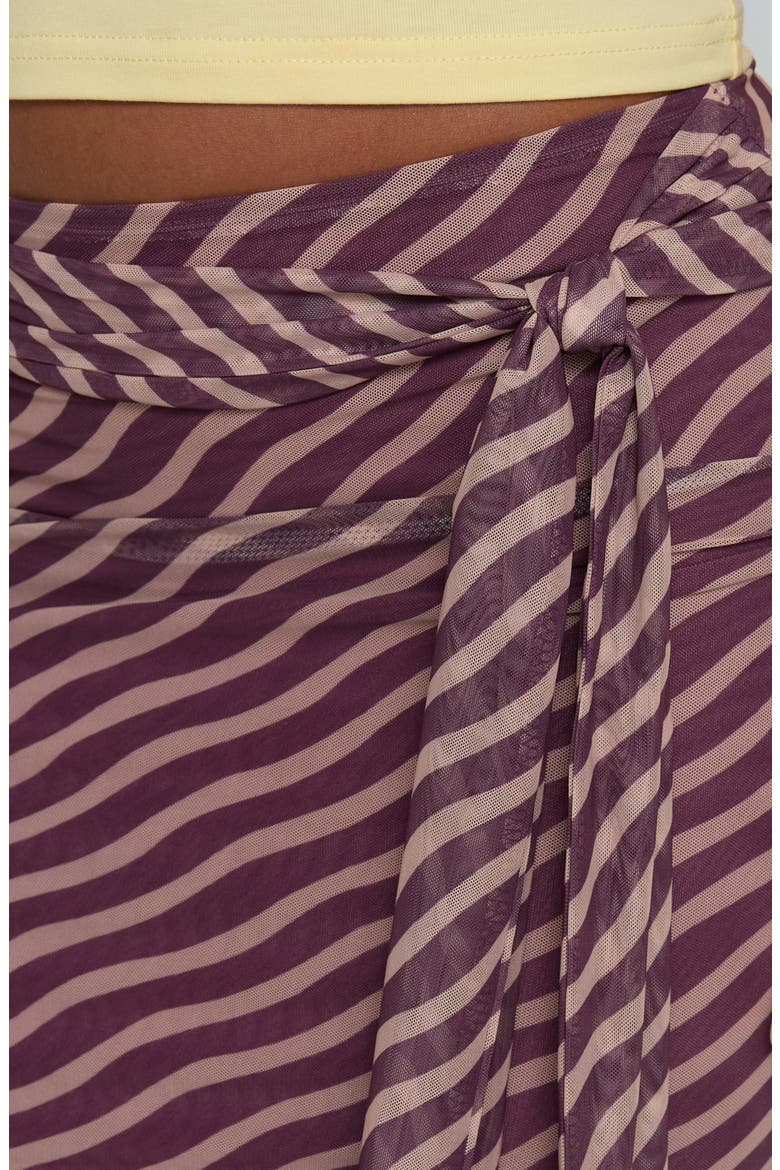 Caviar Stripe Tie Waist Maxi Skirt, Alternate, color, BROWN STRIPE