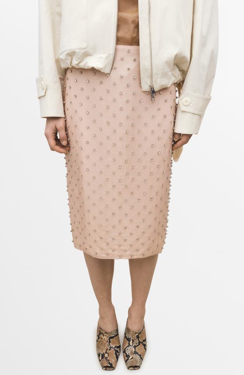 Mango Crystal Embellished Midi Skirt In Pastel Pink