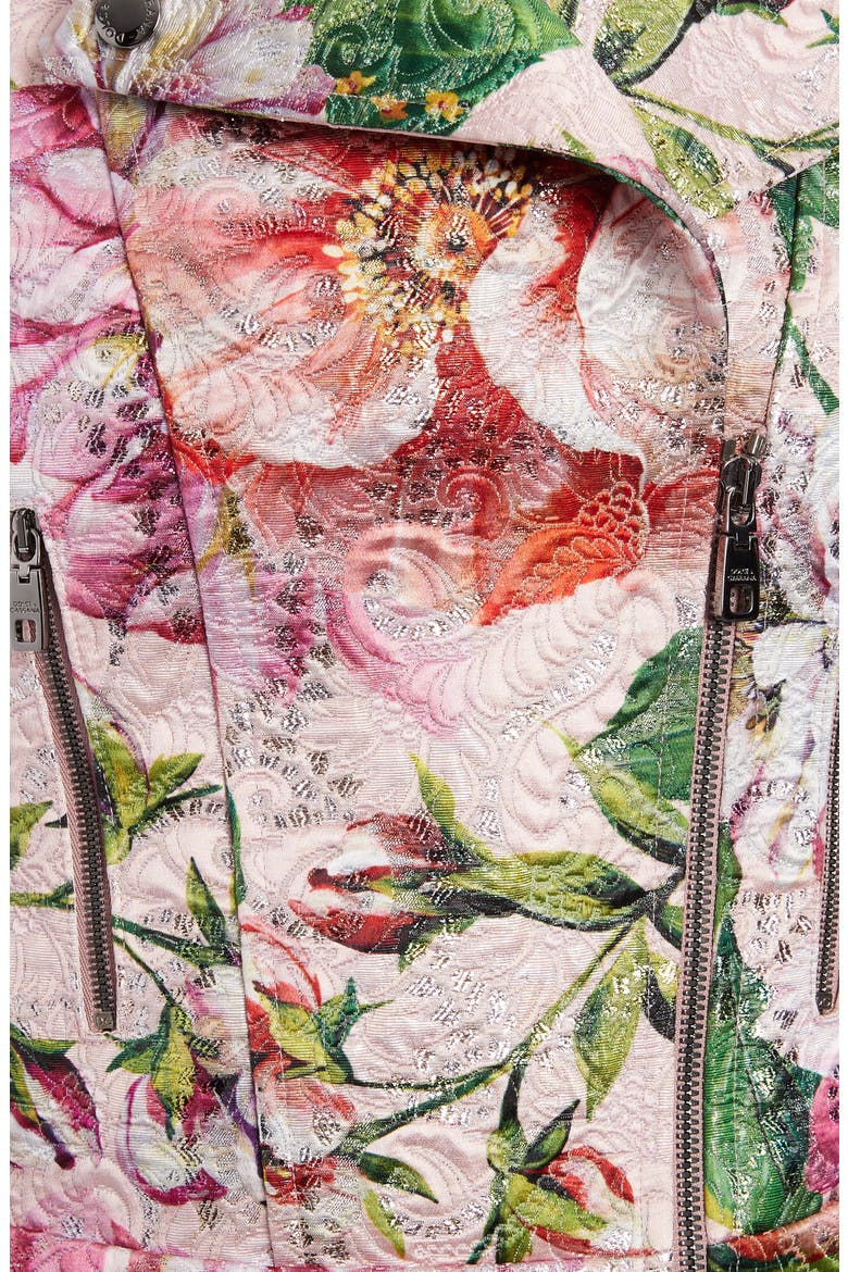 Floral Brocade Moto Jacket, Alternate, color, PINK FLORAL