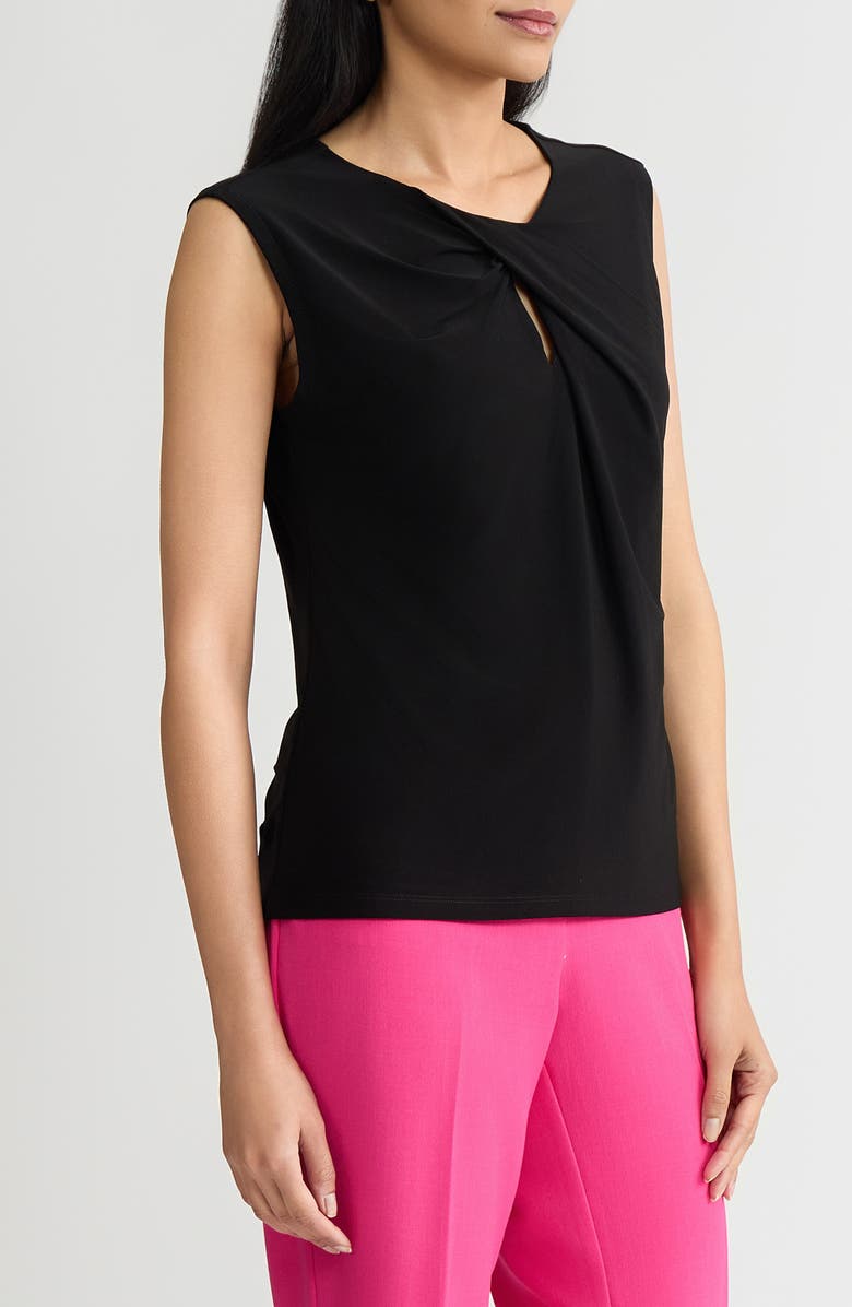 KASPER Twist Cap Sleeve Shell, Alternate, color, Black