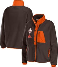 WEAR by Erin Andrews Women's WEAR by Erin Andrews Brown Cleveland Browns Polar Fleece Raglan Full-Snap Jacket
