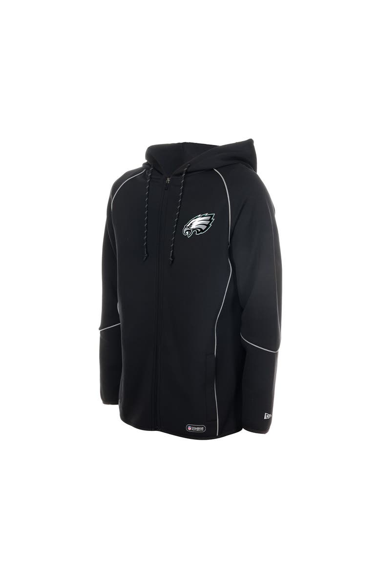Men's New Era  Black Philadelphia Eagles Combine Authentic Raglan Full-Zip Hoodie, Alternate, color, Black