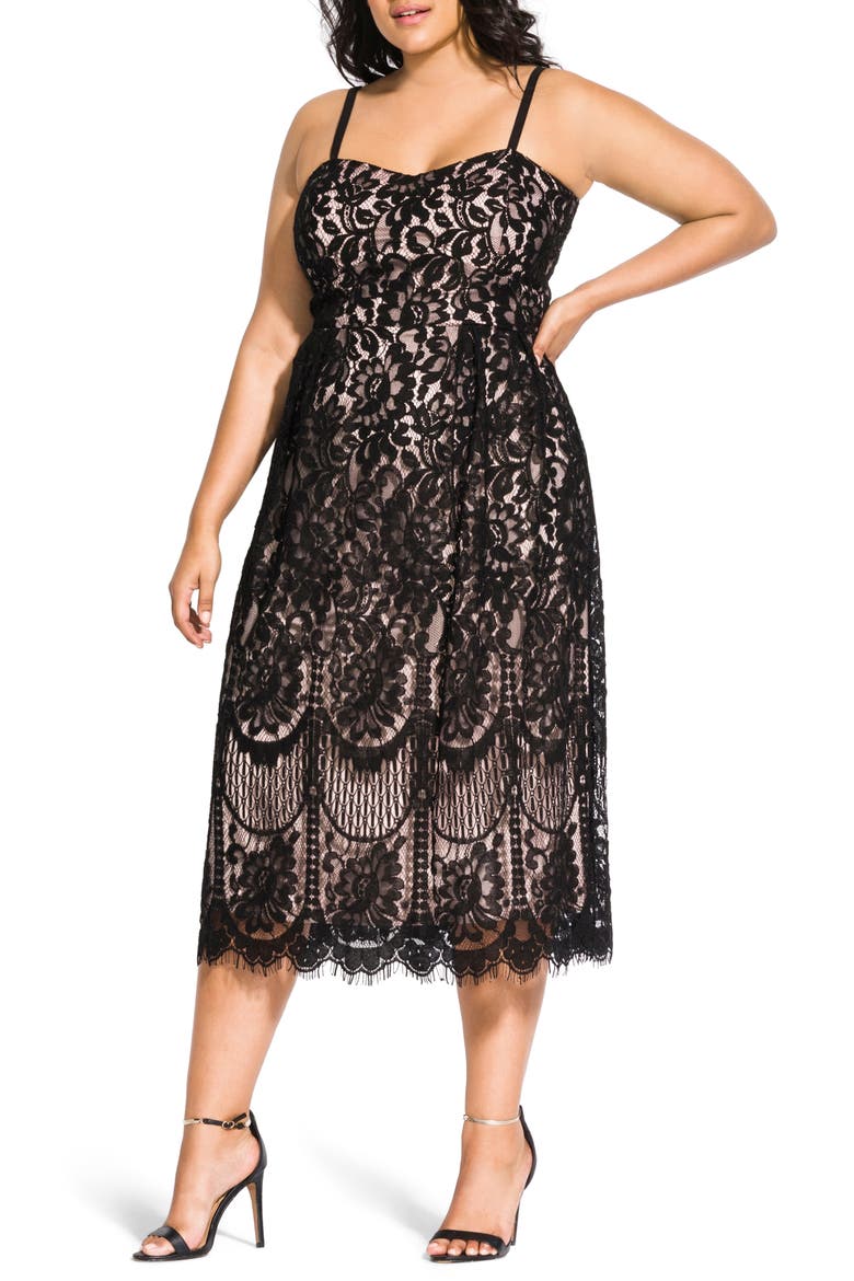 Sweet Darling Lace Cocktail Dress, Main, color, BLACK