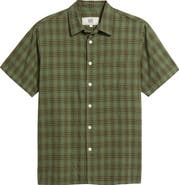 925 Originals Office Woven Check Short Sleeve Cotton Button-Up Shirt