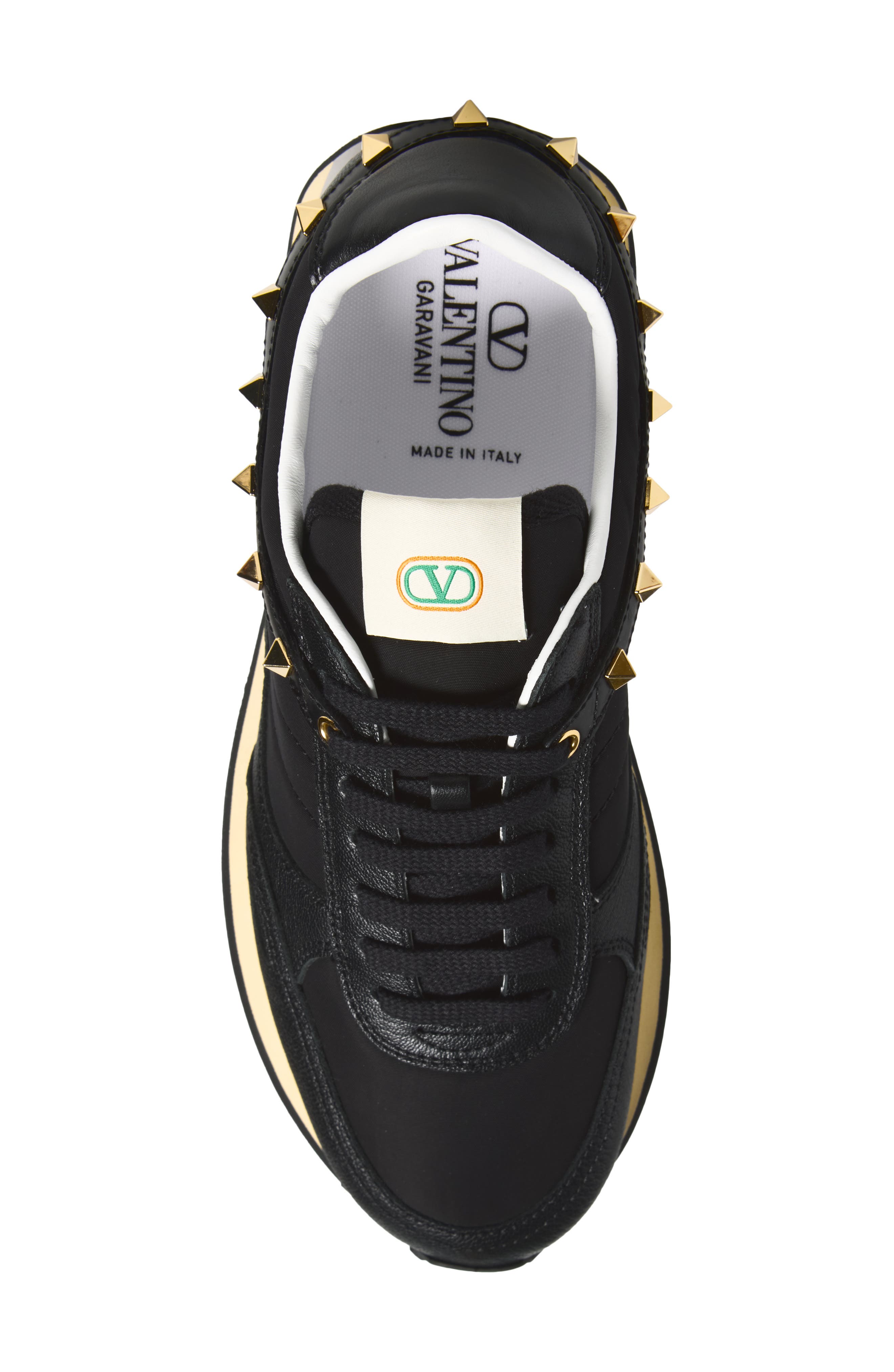 Stud Up Leather Sneaker, Alternate, color, BLACK