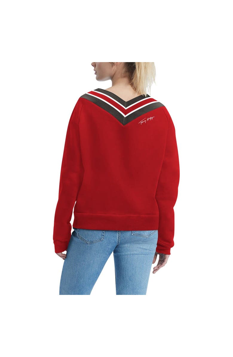 Tommy Hilfiger Women's Tommy Hilfiger Red Tampa Bay Buccaneers Heidi V-Neck Pullover Sweatshirt, Alternate, color, 