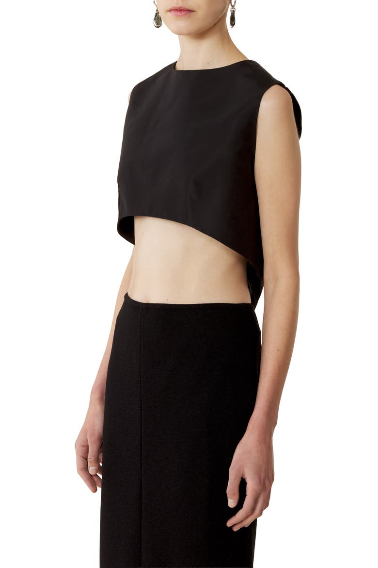 Silk Faille Cropped Top, Alternate, color, Black
